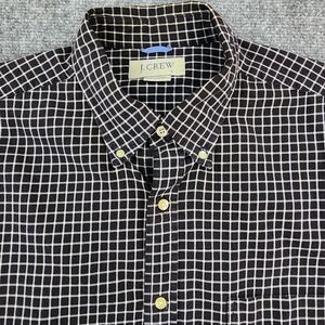J Crew Shirt Mens Large Black White Check Long Sleeve Casual Button Down Preppy